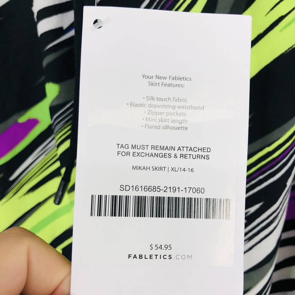 Fabletics Mikah Neon Carnival Pattern Women's Mini Skirt Size XL (14-16) Swirl - Picture 4 of 7